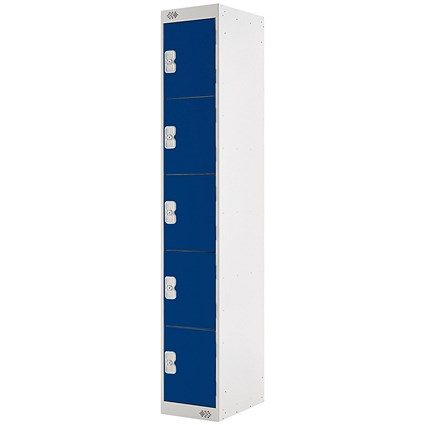 Five Compartment Locker, 300x300x1800mm, Blue Door