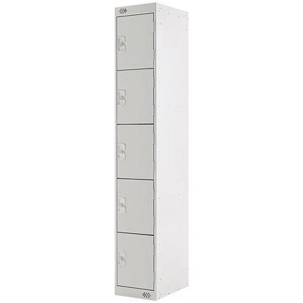 Five Compartment Locker, 300x300x1800mm, Light Grey Door