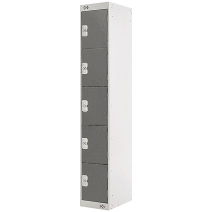 Five Compartment Locker, 300x300x1800mm, Dark Grey Door