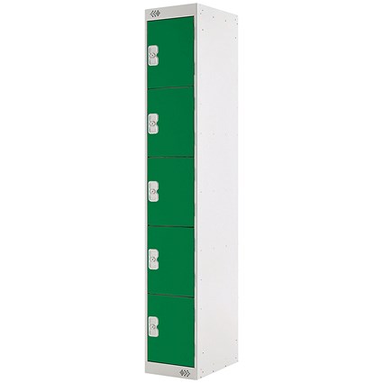 Five Compartment Locker, 300x300x1800mm, Green Door