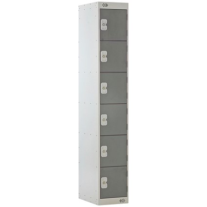 Six Compartment Locker, 300x300x1800mm, Dark Grey Door