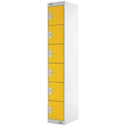 Six Compartment Locker, 300x300x1800mm, Yellow Door