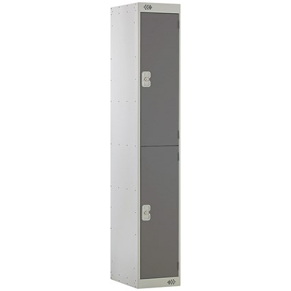 Two Compartment Locker, 300x450x1800mm, Dark Grey Door