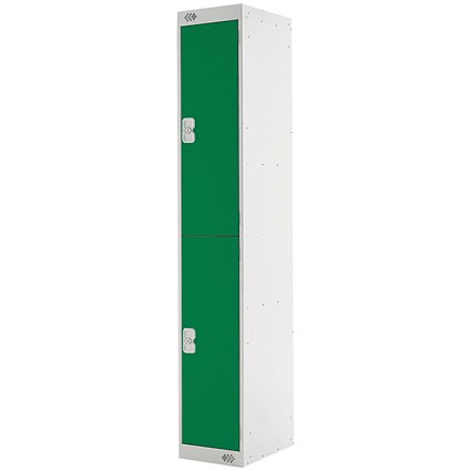 Two Compartment Locker, 300x450x1800mm, Green Door