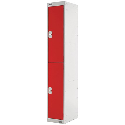 Two Compartment Locker, 300x450x1800mm, Red Door