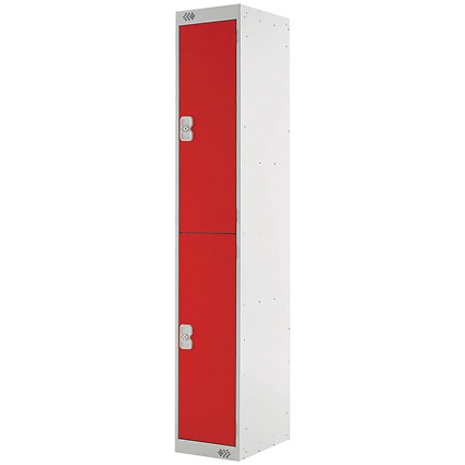 Two Compartment Locker 300x450x1800mm Red Door