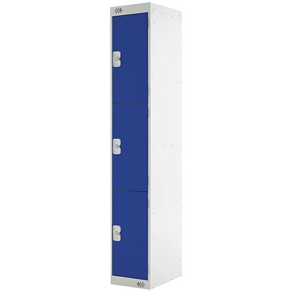 Three Compartment Locker, 300x450x1800mm, Blue Door