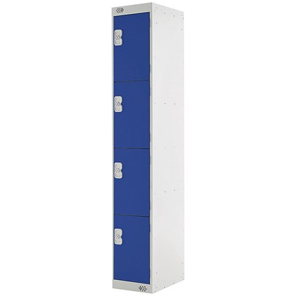 Four Compartment Locker, 300x450x1800mm, Blue Door