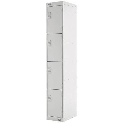 Four Compartment Locker, 300x450x1800mm, Light Grey Door