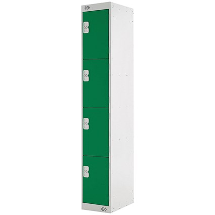 Four Compartment Locker, 300x450x1800mm, Green Door