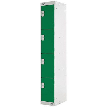 Four Compartment Locker 300x450x1800mm Green Door