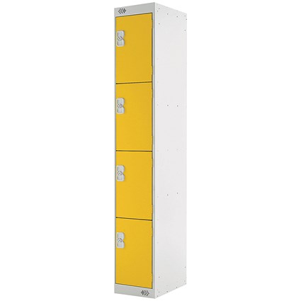 Four Compartment Locker, 300x450x1800mm, Yellow Door