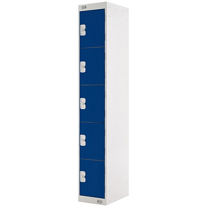 Five Compartment Locker, 300x450x1800mm, Blue Door