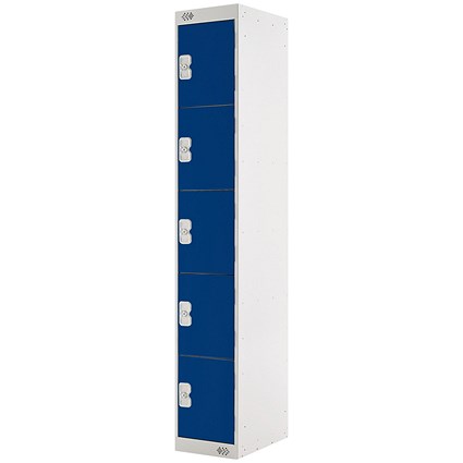 Five Compartment Locker 300x450x1800mm Blue Door