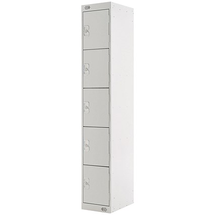 Five Compartment Locker, 300x450x1800mm, Light Grey Door