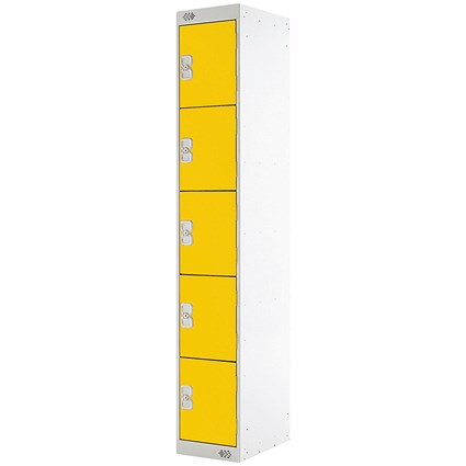 Five Compartment Locker, 300x450x1800mm, Yellow Door