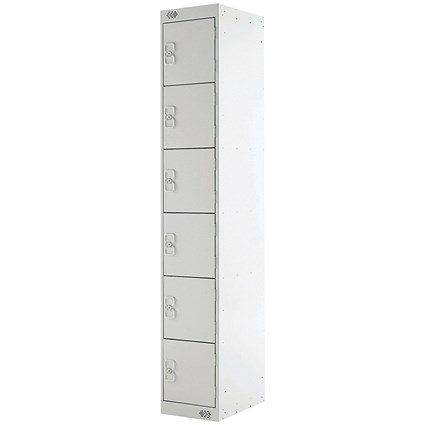 Six Compartment Locker, 300x450x1800mm, Light Grey Door