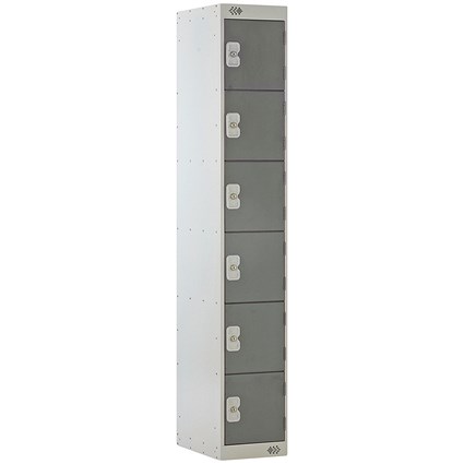Six Compartment Locker, 300x450x1800mm, Dark Grey Door