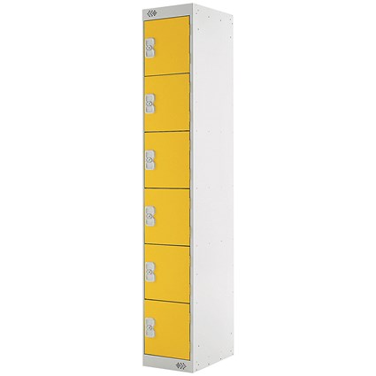 Six Compartment Locker, 300x450x1800mm, Yellow Door