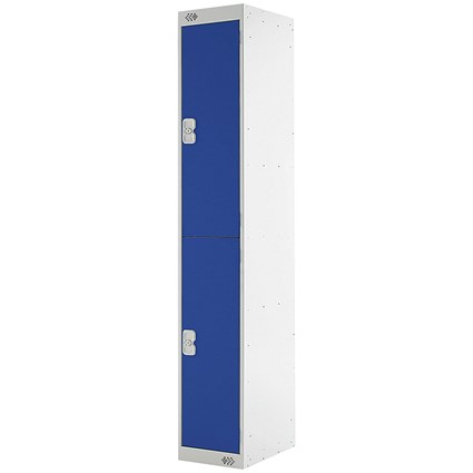 Express Standard Locker, 2 Door, 300x300x1800mm, Light Grey/Blue