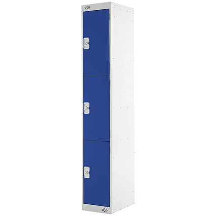 Express Standard Locker 3 Door 300x300x1800mm Light Grey/Blue
