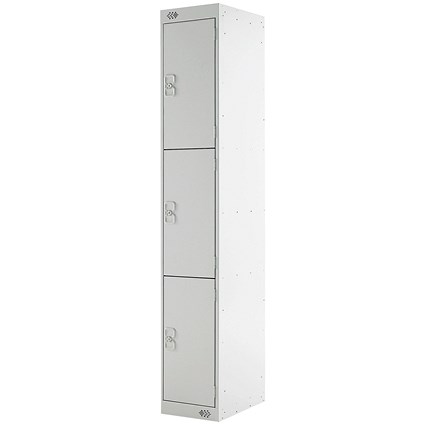 Express Standard Locker, 3 Door, 300x300x1800mm, Light Grey