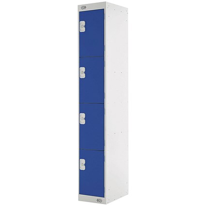 Four Compartment Express Standard Locker, 300x300x1800mm, Blue Door