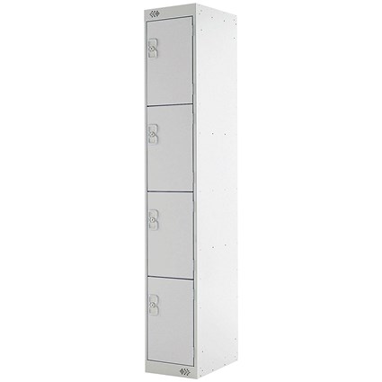 Four Compartment Express Standard Locker, 300x300x1800mm, Light Grey Door