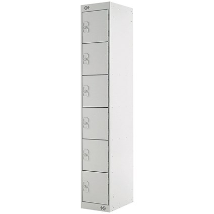 Six compartment Express Standard Locker, 300x300x1800mm, Light Grey Door