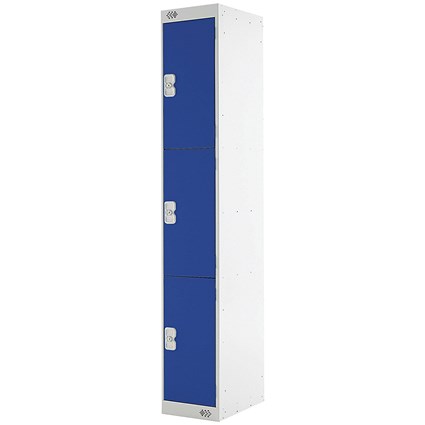 Three Compartment Express Standard Locker 300x450x1800mm Blue Door