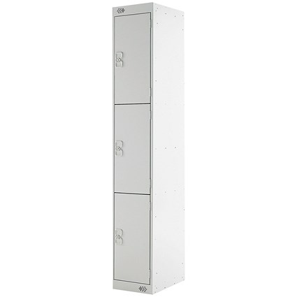 Three Compartment Express Standard Locker, 300x450x1800mm, Light Grey Door