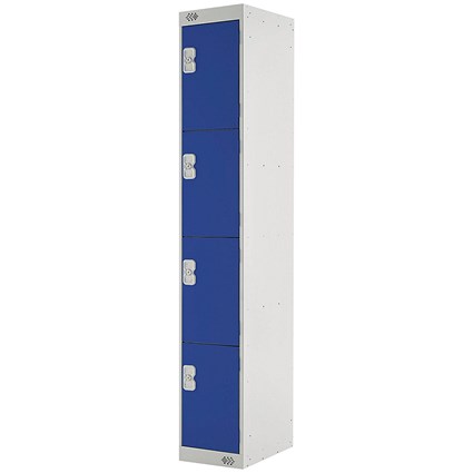 Four Compartment Express Standard Locker, 300x450x1800mm, Blue Door