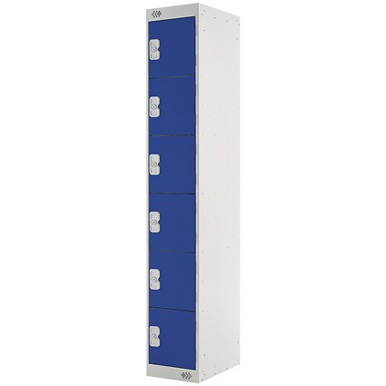 Six Compartment Express Standard Locker, 300x450x1800mm, Blue Door