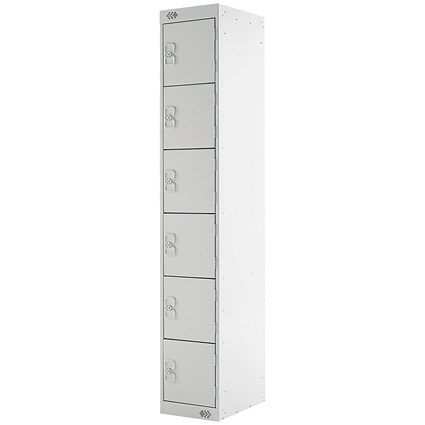 Six Compartment Express Standard Locker, 300x450x1800mm, Light Grey Door