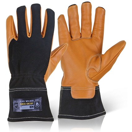 Mec Dex Flux Welder Mechanics Gloves, Black & Brown, Small
