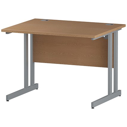 Impulse 1000mm Rectangular Desk, Silver Cantilever Leg, Oak
