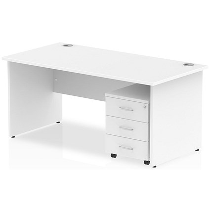 Impulse 1800mm Rectangular Desk, Panel End Leg, 3 Drawer Mobile Pedestal, White