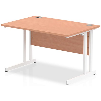 Impulse 1200mm Rectangular Desk, White Cantilever Leg, Beech