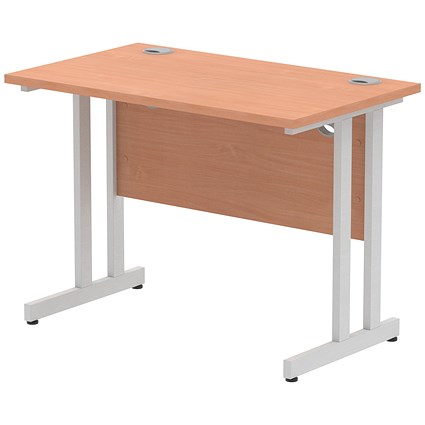 Impulse 1000mm Slim Rectangular Desk, Silver Cantilever Leg, Beech Impulse 1000mm Slim Rectangular Desk, Silver Cantilever Leg, Beech