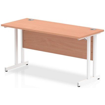 Impulse 1400mm Slim Rectangular Desk, White Cantilever Leg, Beech Impulse 1400mm Slim Rectangular Desk, White Cantilever Leg, Beech