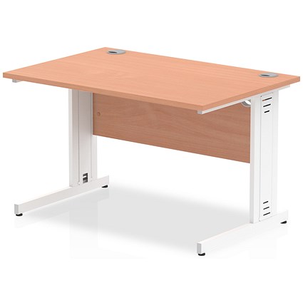 Impulse 1200mm Rectangular Desk, White Cable Managed Leg, Beech