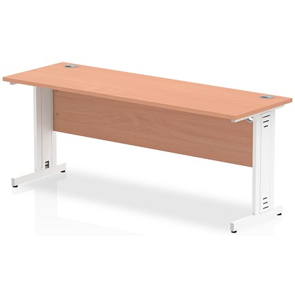 Impulse 1800mm Slim Rectangular Desk, White Cable Managed Leg, Beech Impulse 1800mm Slim Rectangular Desk, White Cable Managed Leg, Beech