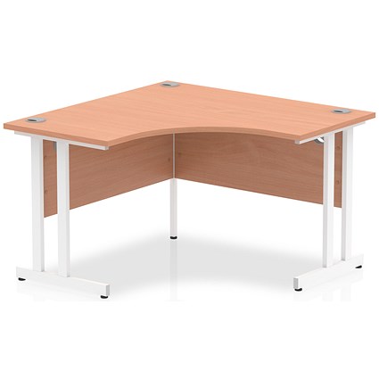 Impulse 1200mm Corner Desk, White Cantilever Leg, Beech
