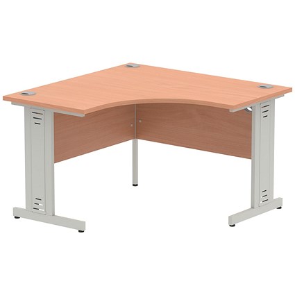 Impulse 1200mm Corner Desk, Silver Cable Managed Leg, Beech