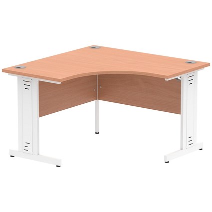 Impulse 1200mm Corner Desk, White Cable Managed Leg, Beech