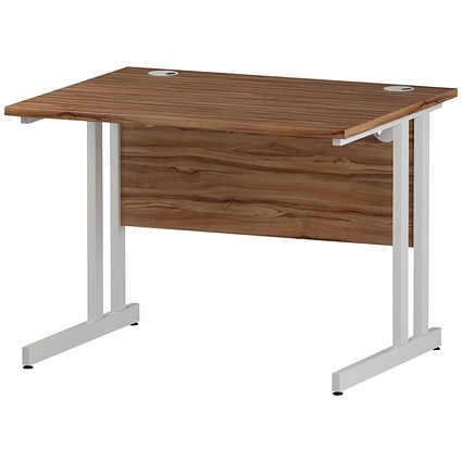 Impulse 1000mm Rectangular Desk, White Cantilever Leg, Walnut