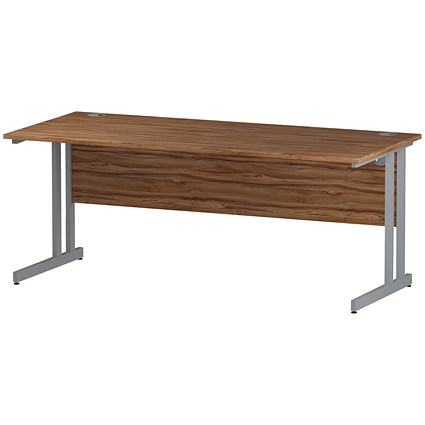 Impulse 1800mm Slim Rectangular Desk, Silver Cantilever Leg, Walnut