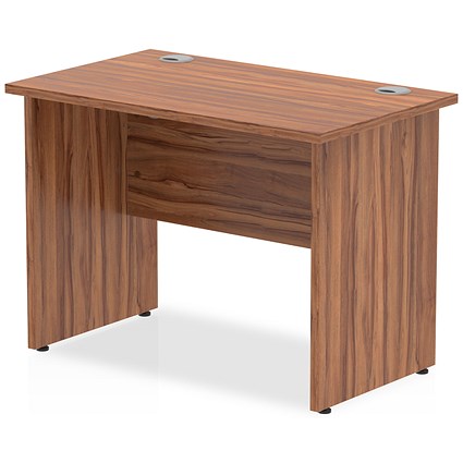 Impulse 1000mm Slim Rectangular Desk, Panel End Leg, Walnut