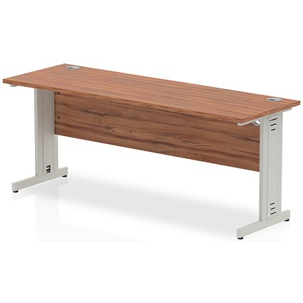 Impulse 1800mm Slim Rectangular Desk, Silver Cable Managed Leg, Walnut