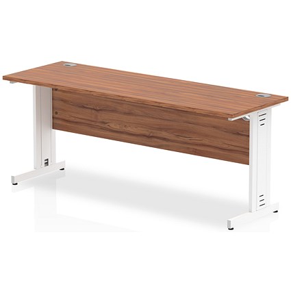 Impulse 1800mm Slim Rectangular Desk, White Cable Managed Leg, Walnut Impulse 1800mm Slim Rectangular Desk, White Cable Managed Leg, Walnut